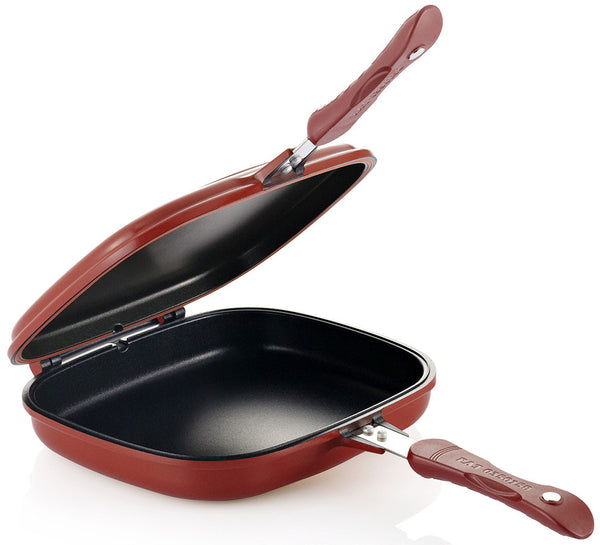  Happycall Foldable Double Sided Pressure Pan (Medium : 10.8 x  9.6 x 2.1, RED) : Automotive