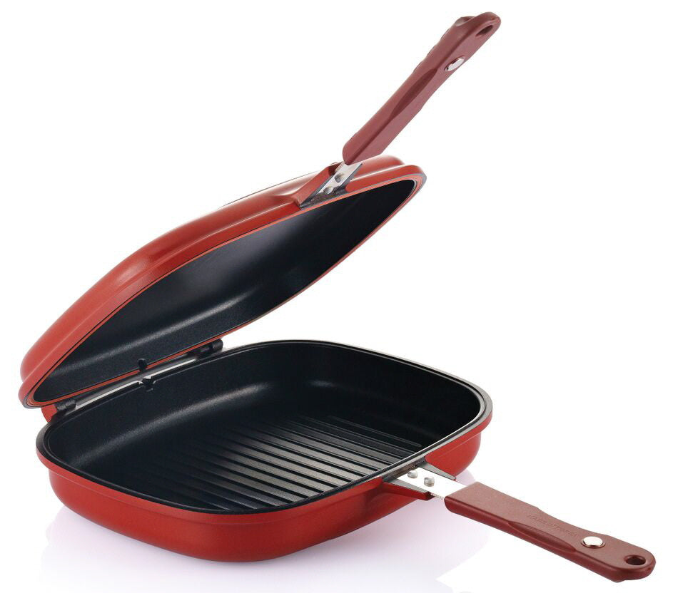 Double Grill Frying Pan, Double Sided Pan, Baking Tray, Wok Pan